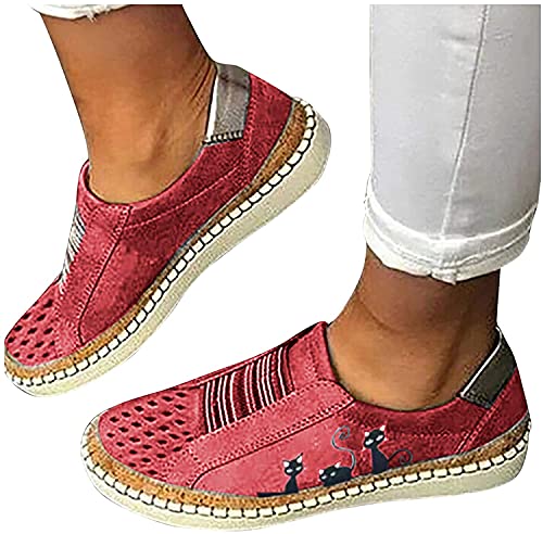 EGSDMNVSQ Sneakers Damen Lässige Flache Einzelschuhe Low Mesh Sneaker Atmungsaktiv Turnschuhe Outdoor Sportschuhe Laufschuhe Schuhe mit Katzen Print Sommerschuhe von EGSDMNVSQ