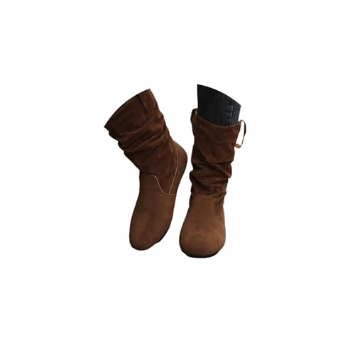EGSDMNVSQ Stiefel Damen Stiefeletten Winterstiefel Boot Plateaustiefel Langschaft Schuhe Westernstiefel Flach Schlupfstiefel von EGSDMNVSQ