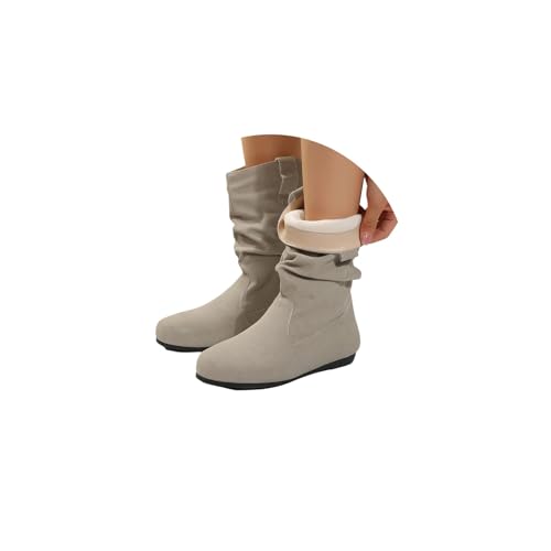EGSDMNVSQ Stiefel Damen Stiefeletten Winterstiefel Boot Plateaustiefel Langschaft Schuhe Westernstiefel Flach Schlupfstiefel von EGSDMNVSQ