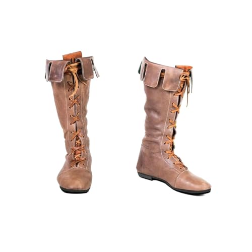 EGSDMNVSQ Stiefel Herren Mittelalter Stiefel Renaissance Steampunk Schuhe Westernstiefel Klassische Boots Biker Freizeitschuhe von EGSDMNVSQ