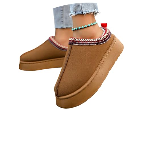 EGSDMNVSQ Stiefeletten Damen Plateau Boots Hausschuhe Warme Gefüttert Schneestiefel Winterstiefel Pantoffeln Winterschuhe Bequem Schlupfstiefel Gefüttert Plateau Stiefel Mode von EGSDMNVSQ