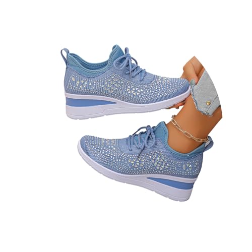 EGSDMNVSQ Strass-Sneaker für Damen Wanderschuhe modisch atmungsaktiv Plattform Tennisschuhe Funkelnde Glitzer-Sneaker von EGSDMNVSQ