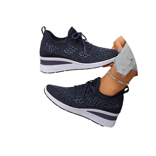 EGSDMNVSQ Strass-Sneaker für Damen Wanderschuhe modisch atmungsaktiv Plattform Tennisschuhe Funkelnde Glitzer-Sneaker von EGSDMNVSQ