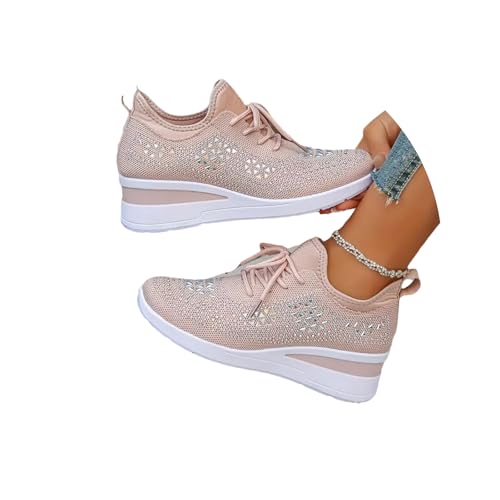 EGSDMNVSQ Strass-Sneaker für Damen Wanderschuhe modisch atmungsaktiv Plattform Tennisschuhe Funkelnde Glitzer-Sneaker von EGSDMNVSQ