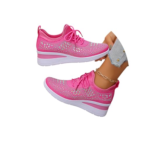 EGSDMNVSQ Strass-Sneaker für Damen Wanderschuhe modisch atmungsaktiv Plattform Tennisschuhe Funkelnde Glitzer-Sneaker von EGSDMNVSQ