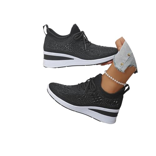 EGSDMNVSQ Strass-Sneaker für Damen Wanderschuhe modisch atmungsaktiv Plattform Tennisschuhe Funkelnde Glitzer-Sneaker von EGSDMNVSQ