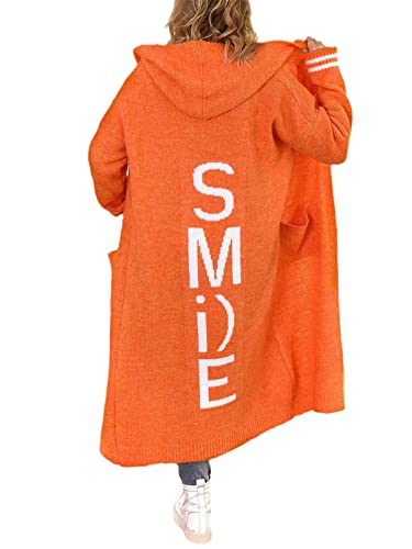 EGSDMNVSQ Strickjacke Lange Damen Cardigan Strickmantel Herbst Winter Sweater mit Kapuze Strickpulli Open Front Strickcardigan Dicke Kapuzejacke Mantel von EGSDMNVSQ