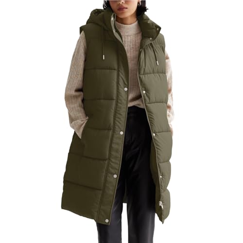 EGSDMNVSQ Weste Damen Lange Jacke Winterjacke Ärmellose Steppweste Waistcoat Daunenweste Übergangsweste Leichte Longweste Wintermantel mit Kapuze Reißverschluss Warm Herbst Winter EGSDMNVSQ Weste Damen Lange Jacke Winterjacke Ärmellose Steppweste Waistcoat Daunenweste Übergangsweste Leichte Longweste Wintermantel mit Kapuze Reißverschluss Warm Herbst Winter von EGSDMNVSQ