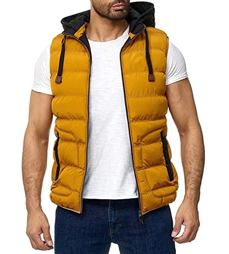 EGSDMNVSQ Weste Herren Outdoor Sommer Steppweste Daunenweste Abnehmbare Kapuze Vest Sportweste Freizeitjacke für Männer Übergangsjacke Slim Fit von EGSDMNVSQ