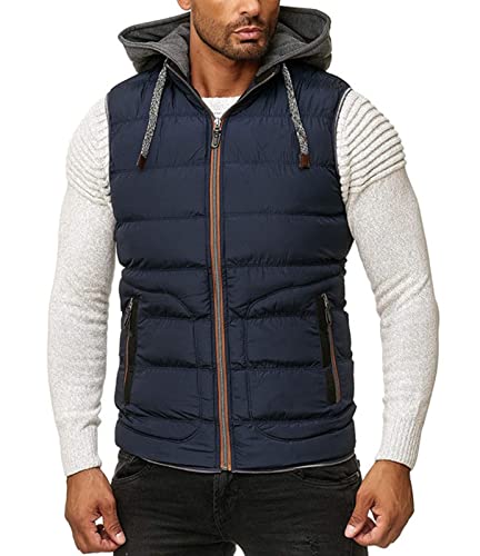 EGSDMNVSQ Weste Herren Outdoor Sommer Steppweste Daunenweste Abnehmbare Kapuze Vest Sportweste Freizeitjacke für Männer Übergangsjacke Slim Fit von EGSDMNVSQ