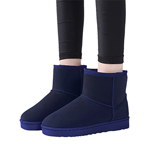 EGSDMNVSQ Winterstiefel Damen Schneestiefel Warm Gefütterte Plüsch Wildleder Flache Winterschuhe Wanderschuhe Winter Kurzschaft Stiefel Boots Schuhe von EGSDMNVSQ