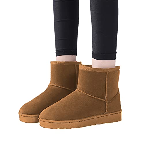 EGSDMNVSQ Winterstiefel Damen Schneestiefel Warm Gefütterte Plüsch Wildleder Flache Winterschuhe Wanderschuhe Winter Kurzschaft Stiefel Boots Schuhe von EGSDMNVSQ