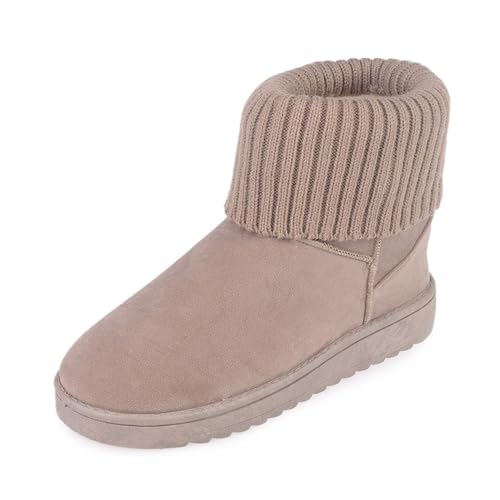 EGSDMNVSQ Winterstiefel Damen Winterschuhe Schneestiefel Schlupfstiefel Mit Fell Fleece Stiefel Stiefeletten Flache Stiefel Fellboots Rutschfeste Chelsea Boots Outdoor Warme von EGSDMNVSQ