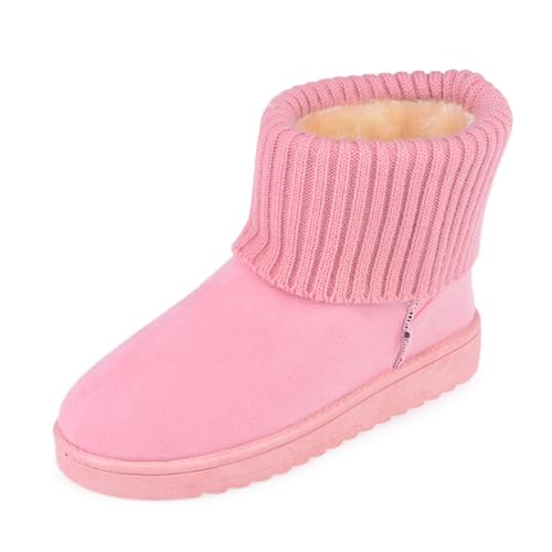 EGSDMNVSQ Winterstiefel Damen Winterschuhe Schneestiefel Schlupfstiefel Mit Fell Fleece Stiefel Stiefeletten Flache Stiefel Fellboots Rutschfeste Chelsea Boots Outdoor Warme von EGSDMNVSQ