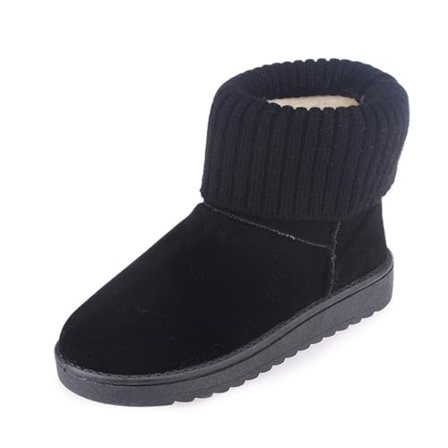 EGSDMNVSQ Winterstiefel Damen Winterschuhe Schneestiefel Schlupfstiefel Mit Fell Fleece Stiefel Stiefeletten Flache Stiefel Fellboots Rutschfeste Chelsea Boots Outdoor Warme von EGSDMNVSQ