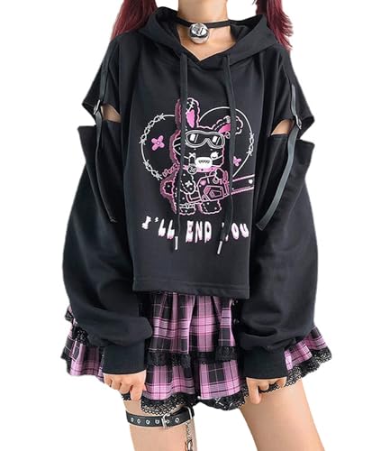 EGSDMNVSQ Y2k Japan Harajuku Hoodie Anime Japanischer Stil Kawaii Hoodie Mode Gothic Streetwear Damen Tops Kleidung Pullover von EGSDMNVSQ