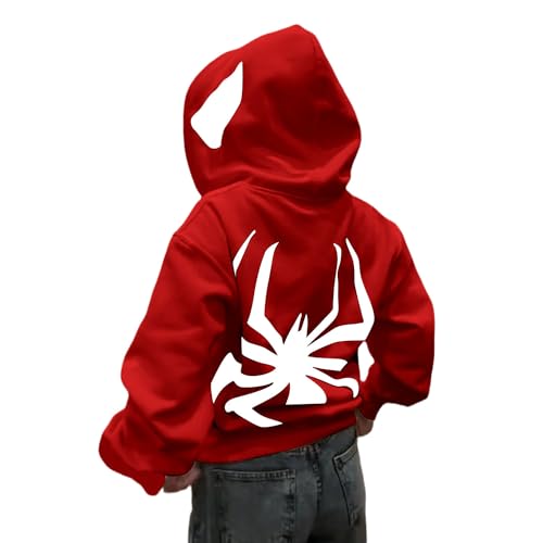 EGSDMNVSQ Y2k Zip Up Hoodie Spider Damen Herren Spiderman Jacke Zipper Kapuzenjacke Gothic Vintage Halloween Cosplay von EGSDMNVSQ