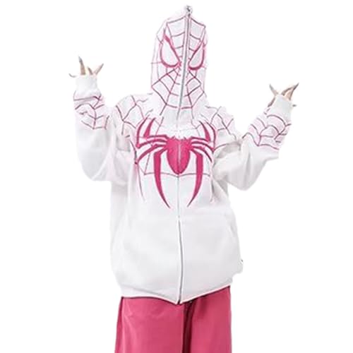 EGSDMNVSQ Y2k Zip Up Hoodie Spider Damen Herren Spiderman Jacke Zipper Kapuzenjacke Gothic Vintage Halloween Cosplay von EGSDMNVSQ