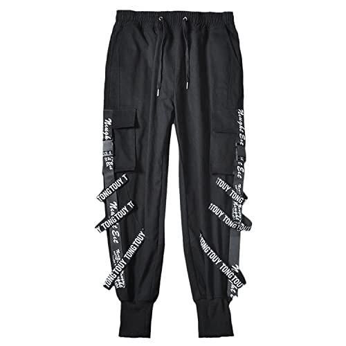 Herren Cargohose Cargo Hose Muti Taschen Bandage Techwear Sporthosen Harem Hose Männer Freizeithose Punk Hose Sweatpants Hip Hop Jogger Streetwear von EGSDMNVSQ