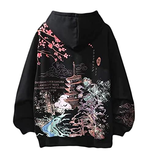 EGSDMNVSQ Herren Damen Techwear Japanischer Harajuku Kapuzenpullover Hip Hop Streetwear Vintage Hoodie Pullover Sweatshirt Teenager Sweatshirt mit Kapuze von EGSDMNVSQ