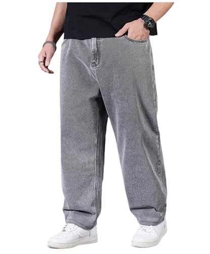 Herren Jeanshose Männer Hohe Taille Stretch Straight Jeans Y2k Baggy Jeans Hip Hop Hose Oversize Loose Fit-Jeans Denim Pants Cargohosen von EGSDMNVSQ