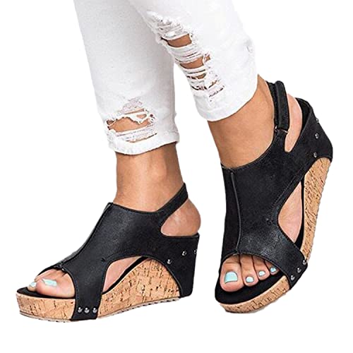 Sandaletten Mit Absatz Damen Sandalen Plateau Keilabsatz Wedge Peep Toe Strandschuhe Römersandalen Pailletten Sommerschuhe Mode Pantoletten von EGSDMNVSQ