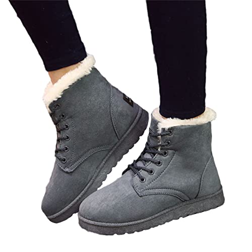 Winterstiefel Flauschige Schneestiefel Lace Up Ankle Boots, Winterschuhe Damen Wasserdichte Warme Schneestiefel, Winter Booties Schuhe mit Gefüttert, Walking Outdoor Schuhe Sneaker Winterboots von EGSDMNVSQ