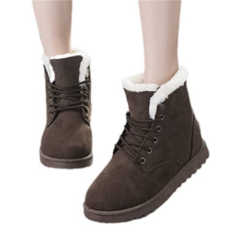 Winterstiefel Flauschige Schneestiefel Lace Up Ankle Boots, Winterschuhe Damen Wasserdichte Warme Schneestiefel, Winter Booties Schuhe mit Gefüttert, Walking Outdoor Schuhe Sneaker Winterboots von EGSDMNVSQ