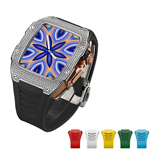 EGSDSE Titanlegierungsset, fortschrittliche Karbonfaser-Hülle für Apple Watch, 45 mm, 44 mm, luxuriöse Diamant-Hülle + 6-teiliges Armband für iWatch Serie 7, 6, 5, 4, SE, 44MM, Achat von EGSDSE