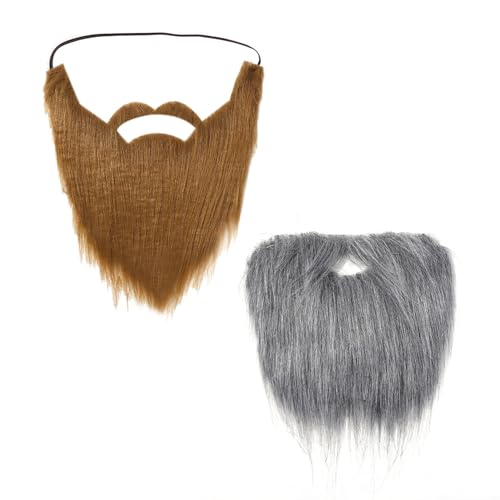2 Stück Gefälschter Bart, Bartshow-Requisite, Selbstklebender Künstlicher Bart, Hippie-Fake-Bart, Großer Bart, Urlaubsparty, Cosplay-Bart-Requisite von EHDWXVZM