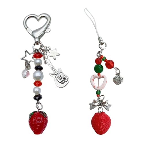 2 Stücke Erdbeer-Anhänger-Ornamente, Süßer Fruchtschlüsselkette, Kreative Persönlichkeit, Modische Taschen-Ornamente Für Mädchen Und Multifunktions-Schlüsselzubehör. von EHDWXVZM