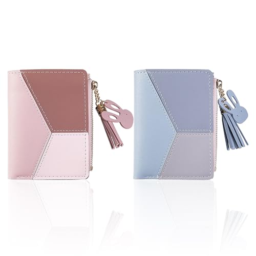 2-Teiliges, Farblich Passendes Portemonnaie, Kurzes Portemonnaie Mit Reißverschluss, Portemonnaie Mit Mehreren Kartenfächern, Damenkartenetui, Quadratische Clutch, Geldbörse Mit Quastenanhänger von EHDWXVZM