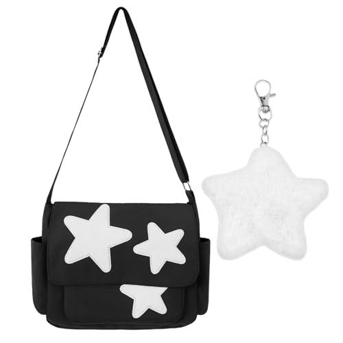 EHDWXVZM 1 Canvas-Tasche Mit Fünfzackigem Stern, 1 Sternanhänger, Süßes Und Modisches Design, Aufbewahrungstasche Mit Großem Fassungsvermögen, Geeignet Für Studenten Und Junge Frauen. von EHDWXVZM