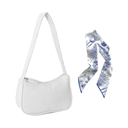 EHDWXVZM 1 Modische Umhängetasche, 1 Taschenriemen, Damen-Retro-Umhängetasche, Schulter-Achseltasche, Damen-Kleine Umhängetasche, Weiße Leder-Clutch von EHDWXVZM
