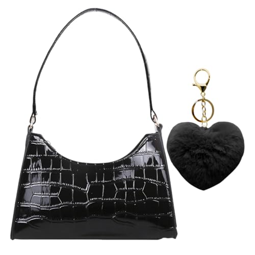 EHDWXVZM 1 Schwarze Umhängetasche Und 1 Anhänger, Frauenumhängetasche, Modische Klassische Tasche, Retro -Handtasche. von EHDWXVZM