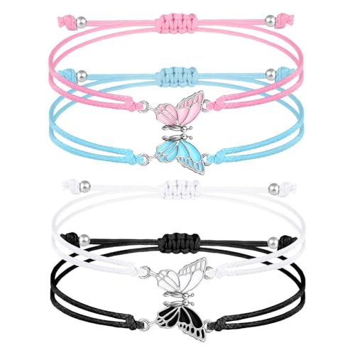 EHDWXVZM 2 Paar Schmetterlingsarmbänder, Freundschaftsarmbänder, Kreative Schmetterlingsarmbänder, Geflochtene Armbänder, Verstellbare Armbänder, Mädchenarmbänder von EHDWXVZM