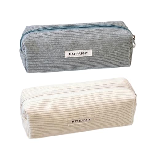 EHDWXVZM 2 Stück Cord-Bleistiftbeutel, Lern-Briefpapier-Aufbewahrungstasche, Einfache Schreibwaren-Tasche, Mädchen-Bleistiftbeutel, Schulbedarf von EHDWXVZM