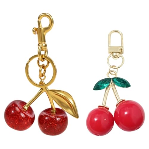 EHDWXVZM 2 Stück Kirsch-Schlüsselanhänger, Rucksack-Schlüsselanhänger, Handtaschen-Anhänger, Damen-Geldbörsen-Anhänger von EHDWXVZM