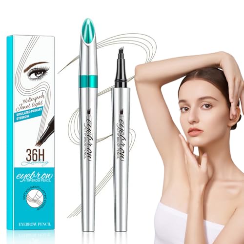 Wasserfester & Schweißresistenter Augenbrauenstift – 4-Spitzen-Design für Natürliche, Wischfeste & Langanhaltende Augenbrauen Dunkelbraun#02) von EHIOG