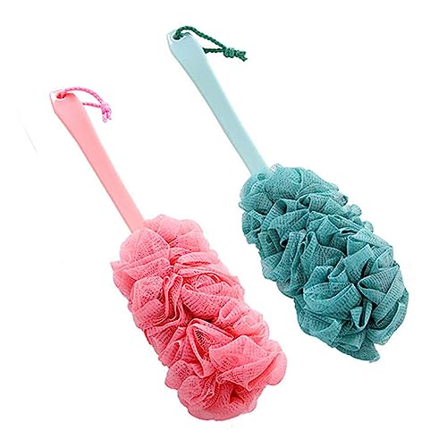 2 Stück Duschschwamm Rückenbürste Duschschwammbürsten mit langem Griff Weiche Hautreinigung Rückenbürste Badewäscher Peeling Schwammbürsten Duschbürste für Damen und Herren von EHOTER