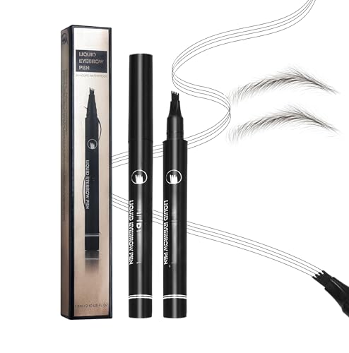 3D Augenbrauenstift mit 4 Gabelspitzen Eyebrow Tattoo Pen with a Micro Fork Tip Applicator Wasserdicht Wischfest Natürlich Augenbrauenstift Härchenzeichnung Augen-Make-up Damen Geschenk (02#) von EHOTER