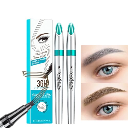 3D Augenbrauenstift mit 4 Gabelspitzen Micro Kopf 4 Punkt Flüssiger Augenbrauen Microblading Stift Langanhaltend Wasserdicht Natürliche Brauenstift Fraun Damen Make-up Geschenk (A+E) von EHOTER