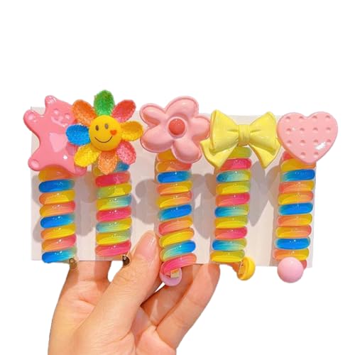 5Pcs Bunte Telefon Draht Haarbänder für Kinder Geflochtene Telefon Draht Haarbänder Spiral Haar Krawatten Telefon Schnur für Frauen Mädchen (B) von EHOTER