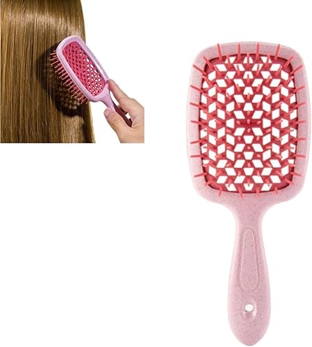 Bio Haarbürste ohne Ziepen Kopfhaut Massagebürste Detangler-Bürste für Damen Herren Kinder Entwirrbürste Antistatisch Luftkissen Kamm mit Spiralfeder für Locken Lange Haare (Pink) von EHOTER