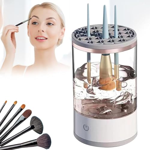 Brushly Pro Kosmetikpinsel-Reiniger, elektrischer Pinselreiniger, Tiefenreiniger, USB-betrieben, automatisch, drehender Make-up-Pinsel-Reiniger, Geschenk für Frauen und Mädchen (1 Stück, transparent) von EHOTER