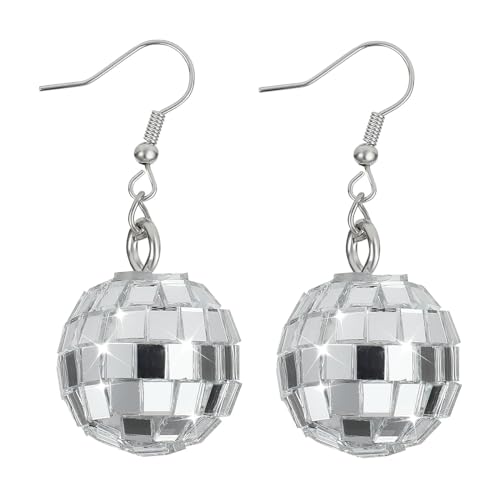EHOTER Discokugel Ohrringe 80er Jahre Disco Tropfen Ohrringe Hängend Mädchen Disco Cowgirl Ohrringe Disco Punk Ohrringe 60er Jahre Party Disco Kugel Ohrringe (1 Paar) von EHOTER