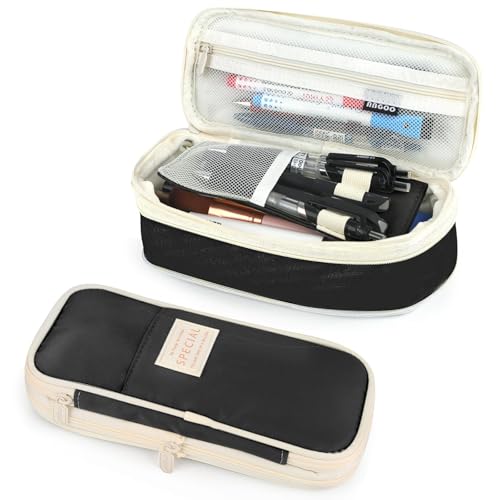 EHOTER Ästhetisches Federmäppchen mit großem Fassungsvermögen und robustem Reißverschluss, großes Schreibwaren-Federmäppchen, niedliches Federmäppchen, ästhetisches Stifteetui für Büro, Kunst, Damen von EHOTER