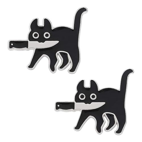 Black Cat Emaille Pins 2 Stücke Niedliche Emaille Broschen Revers Pins Abzeichen Cartoon Brosche als Taschen Dekoration für Bekleidung Zubehör von Kindern Damen Jugendlichen von EHOTER