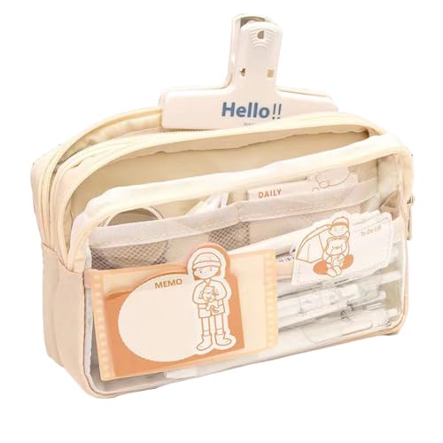 EHOTER Federmäppchen Durchsichtig Federmappe Große Kapazität Schreibwaren Organizer Pencil Cases Studenten Mäppchen Bleistifthalter Stehbleistiftbeutel Schülerin Teenager Mädchen Jungen Geschenk (A) von EHOTER