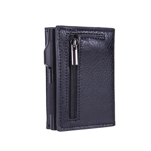 EHOTER Herren Geldbörse Slim Wallet mit Münzfach RFID-Schutz Mini Kartenetui Damen Portmonee Geldbeutel Portemonnaie Klein Kartenhalter Pop up Schlank Kreditkartenetui Brieftasche Geschenk (Schwarz) von EHOTER